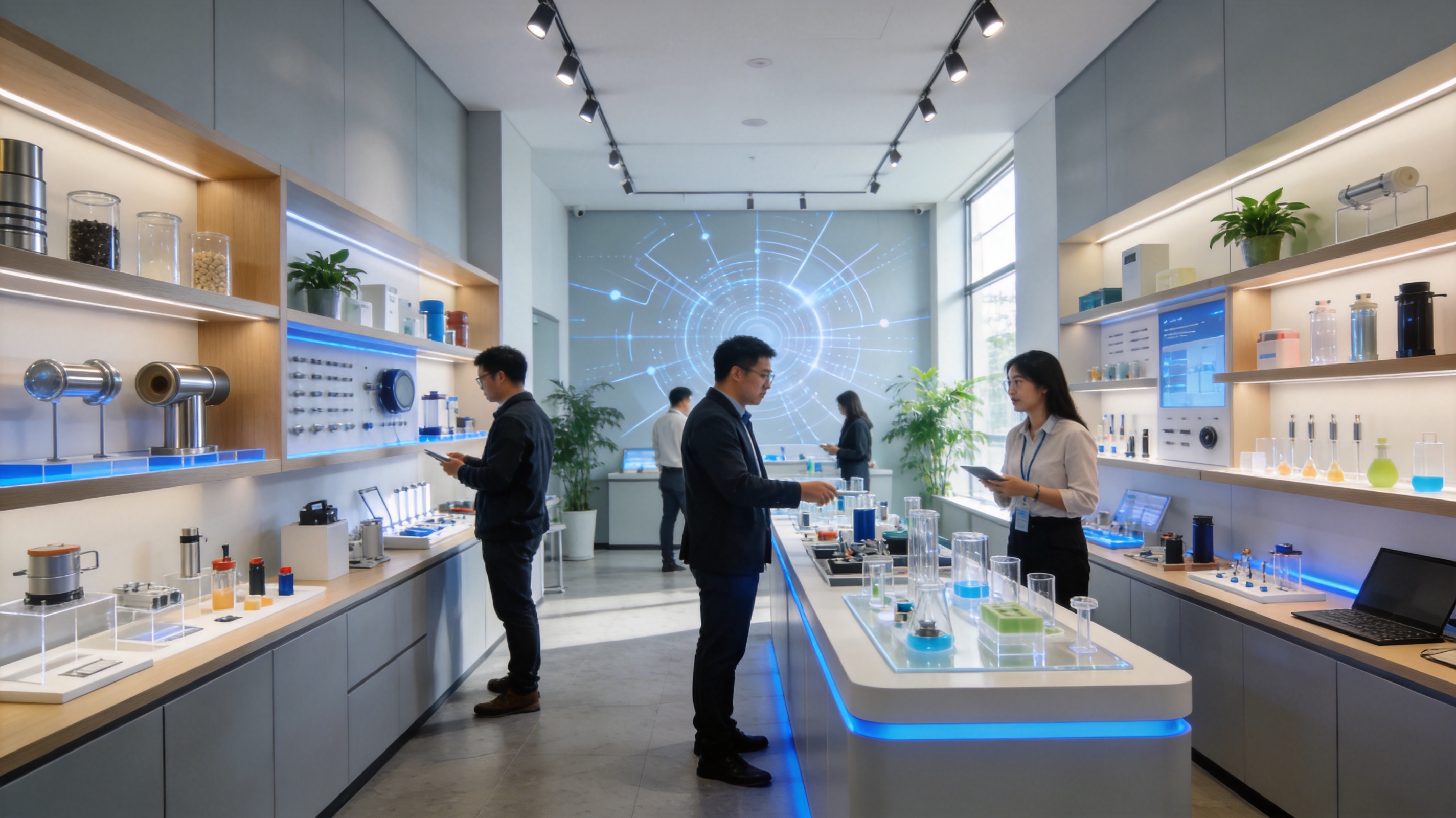 产品展示中心陈列各类创新产品与解决方案模型