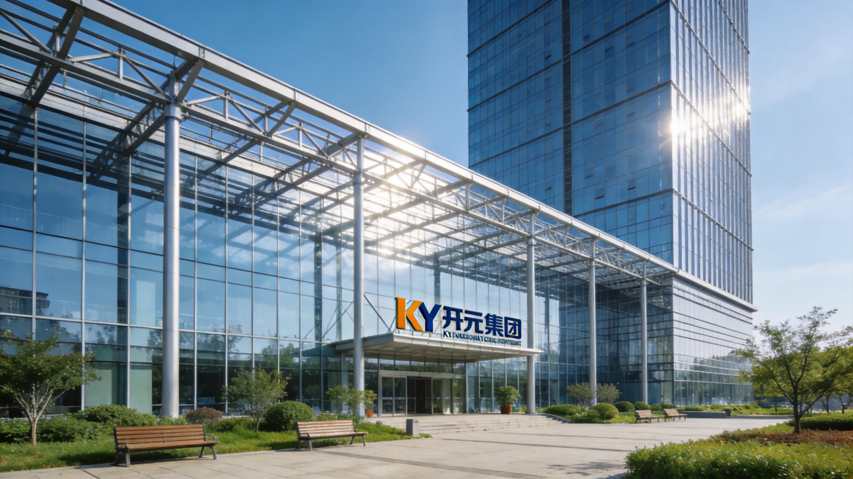 KY开元集团办公大楼外观实景，展现企业现代化办公环境