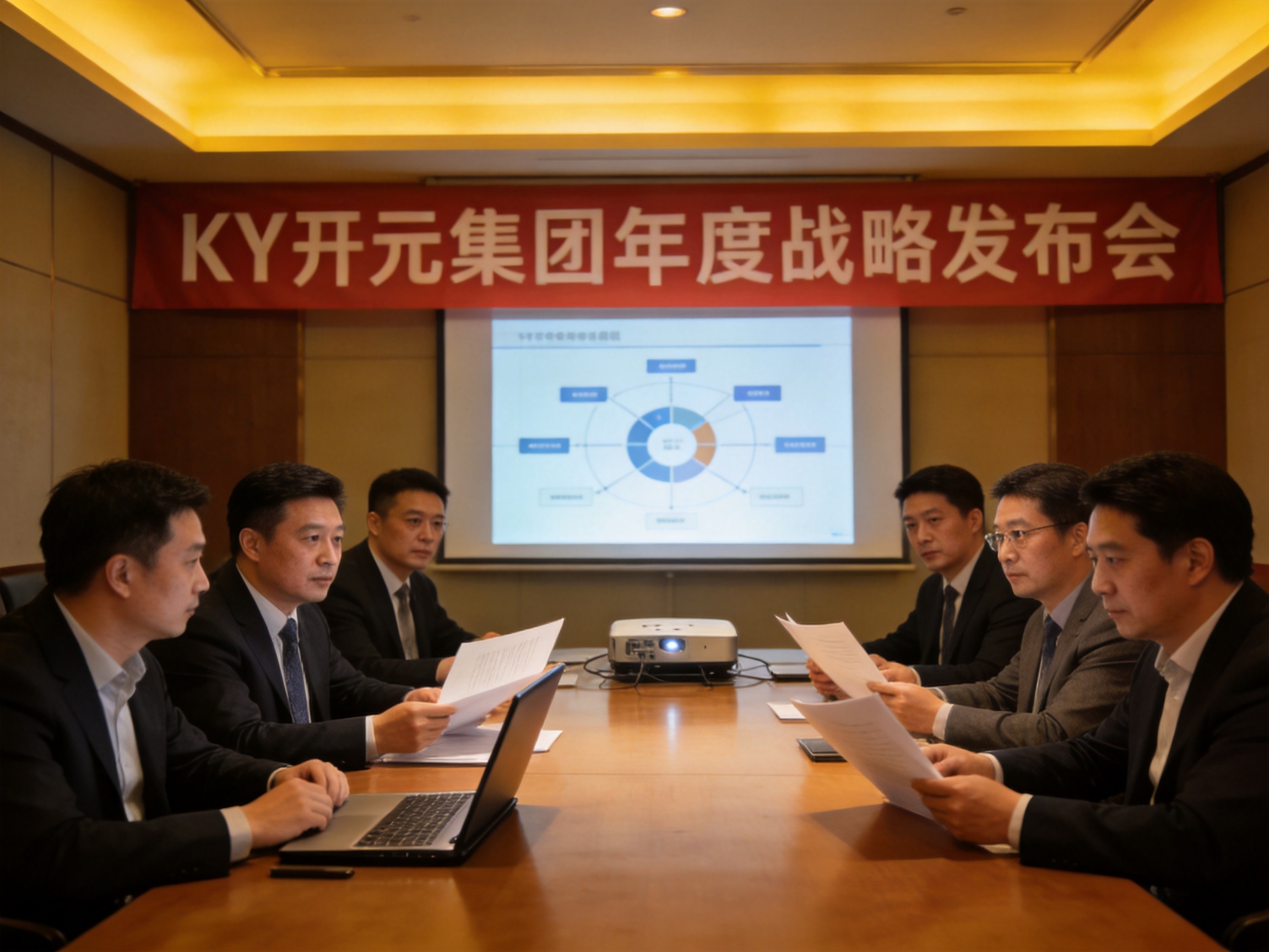 KY开元集团年度战略发布会现场，高层与管理团队共同出席